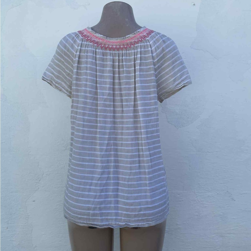 Vineyard Vines Gray and Pink Striped Blouse - Picture 2 of 7
